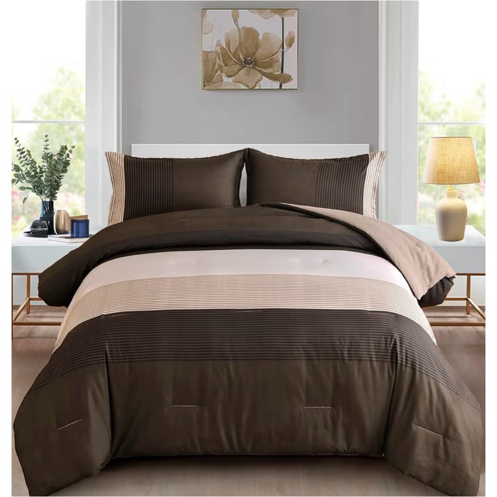 Amazon Brown and Cream Comforter Set